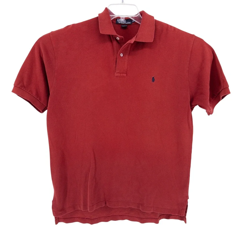 Polo Ralph Lauren Men's Medium Red Short Sleeve Polo Shirt Blue Pony 100% Cotton